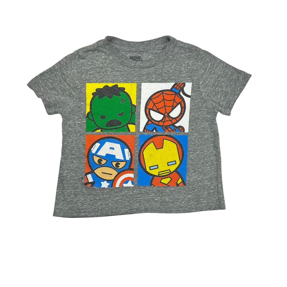Marvel Avengers Kids Graphic T-Shirt Grey Hulk Spiderman Iron Man Captain‎ USA